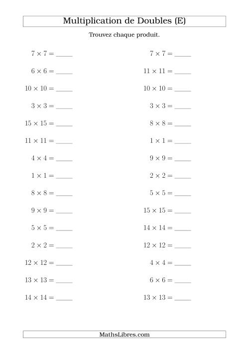 Multiplication de Doubles Jusqu'à 20 x 20 (E)