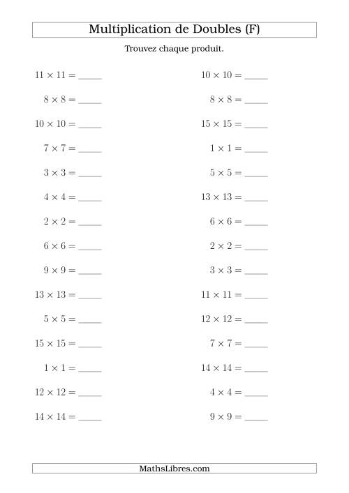 Multiplication de Doubles Jusqu'à 20 x 20 (F)