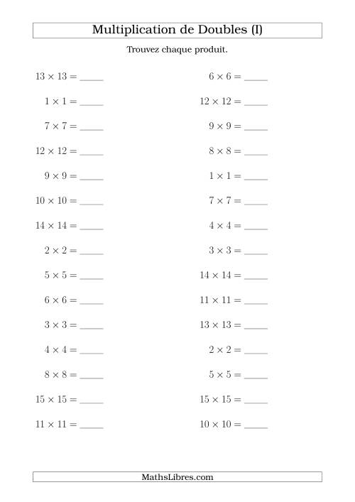 Multiplication de Doubles Jusqu'à 20 x 20 (I)