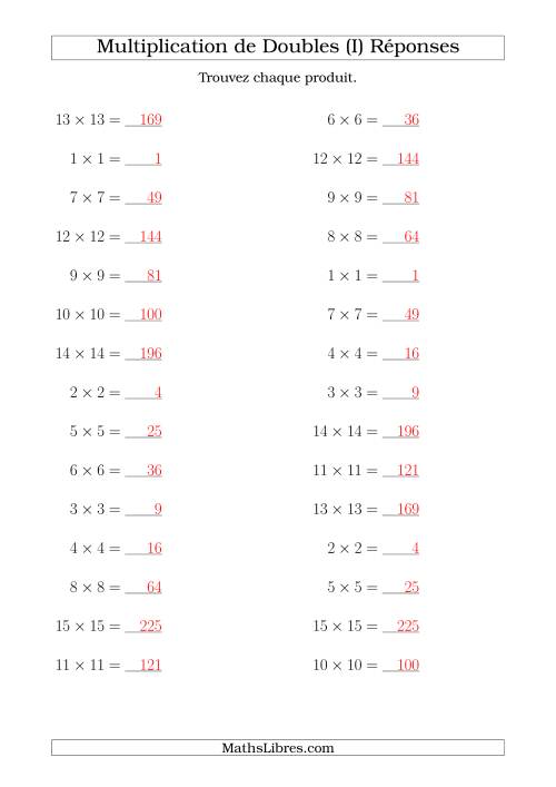 Multiplication de Doubles Jusqu'à 20 x 20 (I) page 2