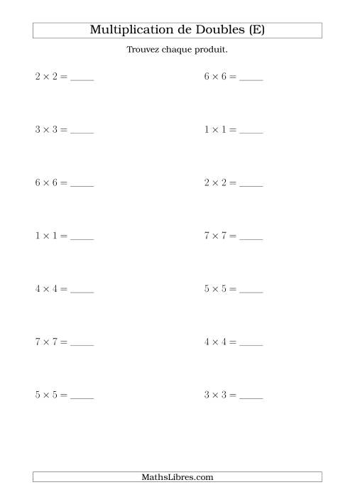 Multiplication de Doubles Jusqu'à 7 x 7 (E)
