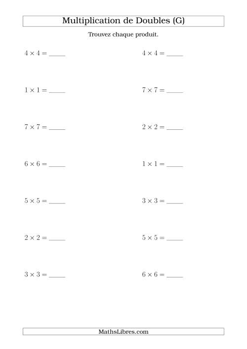 Multiplication de Doubles Jusqu'à 7 x 7 (G)