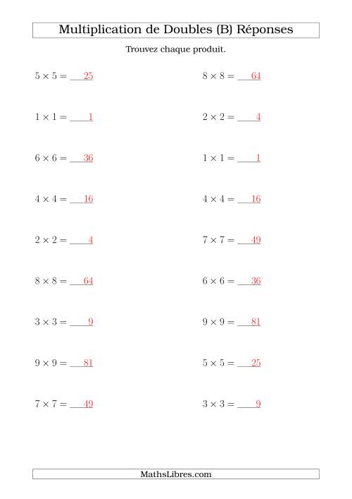 Multiplication de Doubles Jusqu'à 9 x 9 (B) page 2