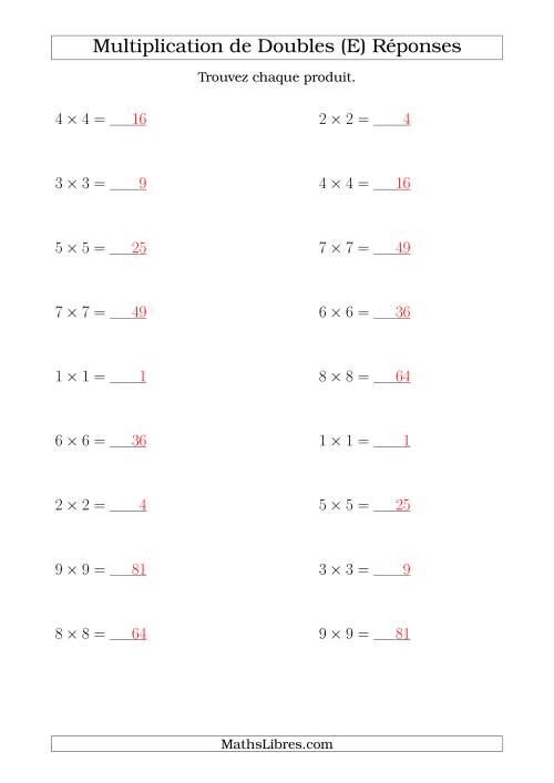 Multiplication de Doubles Jusqu'à 9 x 9 (E) page 2
