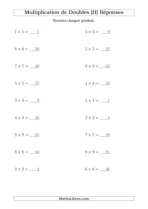 Multiplication de Doubles Jusqu'à 9 x 9 (H) page 2