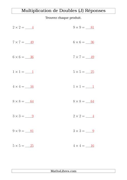 Multiplication de Doubles Jusqu'à 9 x 9 (J) page 2
