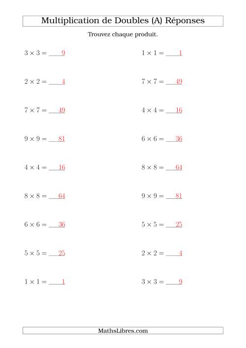 Multiplication de Doubles Jusqu'à 9 x 9 (Tout) page 2
