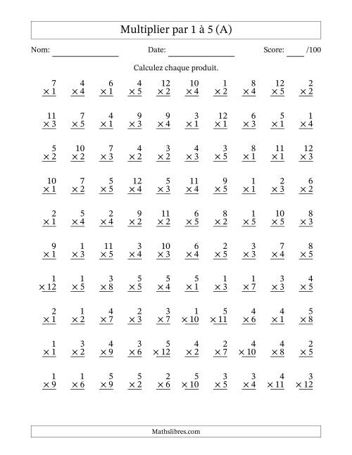Mad minute multiplication 60 problems