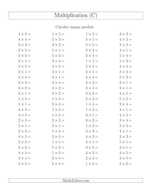 Règles de Multiplication -- Règles jusqu'à 25 (C)