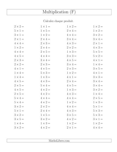 Règles de Multiplication -- Règles jusqu'à 25 (F)
