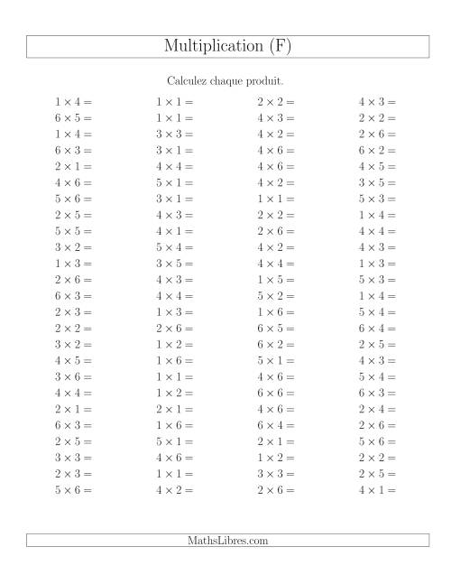 Règles de Multiplication -- Règles jusqu'à 36 (F)