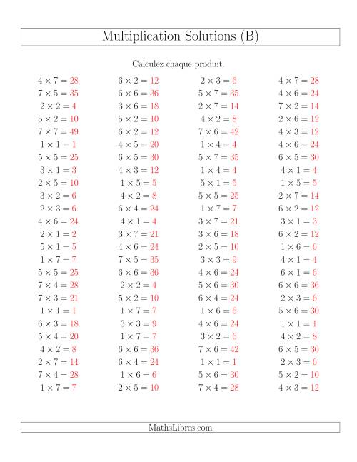 Règles de Multiplication -- Règles jusqu'à 49 (B) page 2