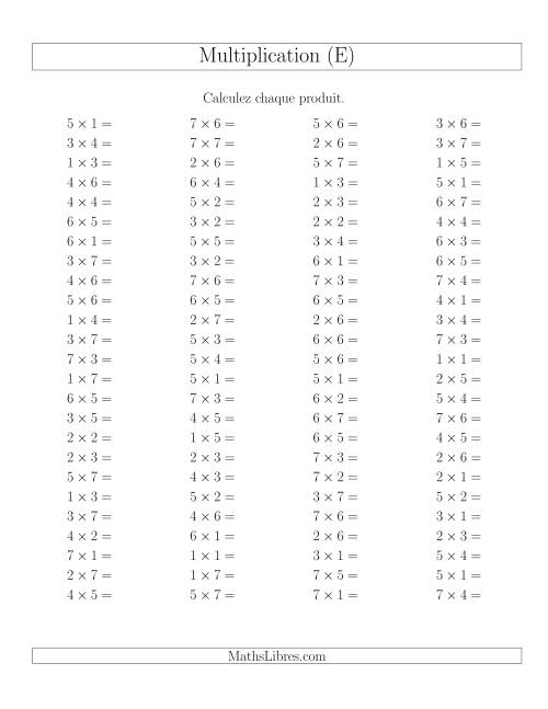 Règles de Multiplication -- Règles jusqu'à 49 (E)