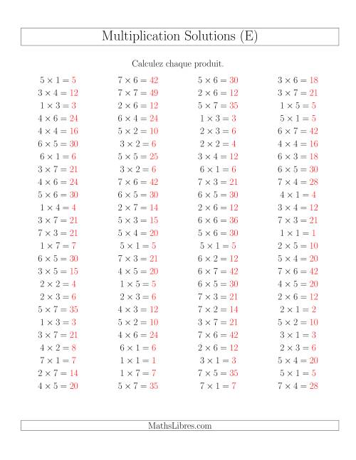 Règles de Multiplication -- Règles jusqu'à 49 (E) page 2