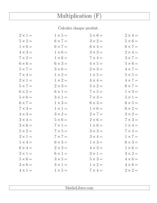 Règles de Multiplication -- Règles jusqu'à 49 (F)