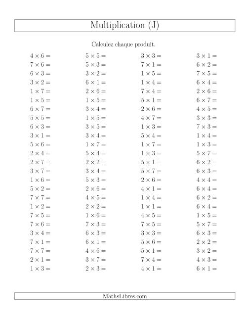 Règles de Multiplication -- Règles jusqu'à 49 (J)