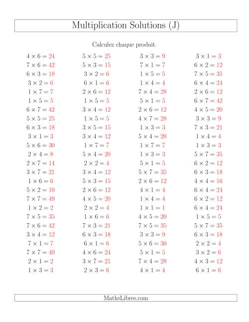 Règles de Multiplication -- Règles jusqu'à 49 (J) page 2