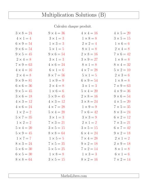 Règles de Multiplication -- Règles jusqu'à 81 (B) page 2