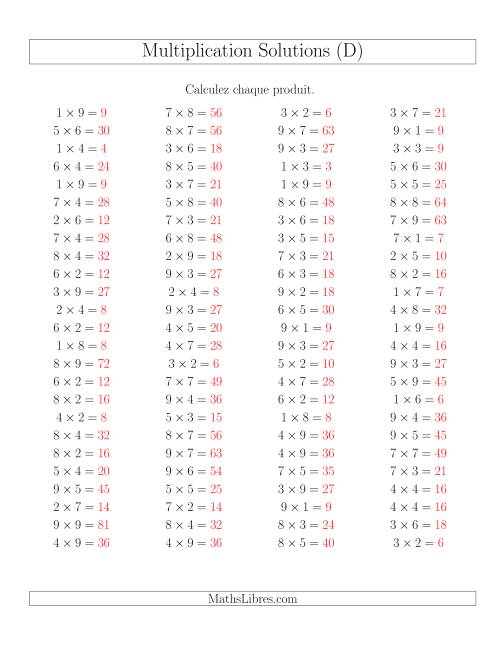 Règles de Multiplication -- Règles jusqu'à 81 (D) page 2