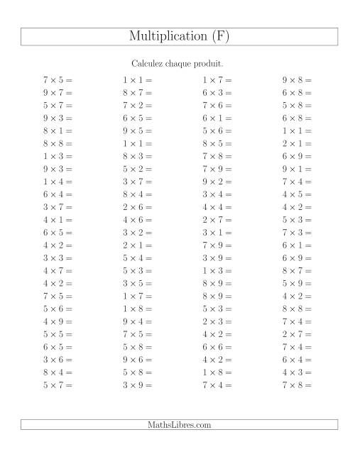 Règles de Multiplication -- Règles jusqu'à 81 (F)
