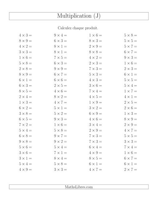 Règles de Multiplication -- Règles jusqu'à 81 (J)