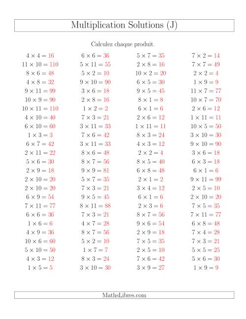 Règles de Multiplication -- Règles jusqu'à 121 (J) page 2