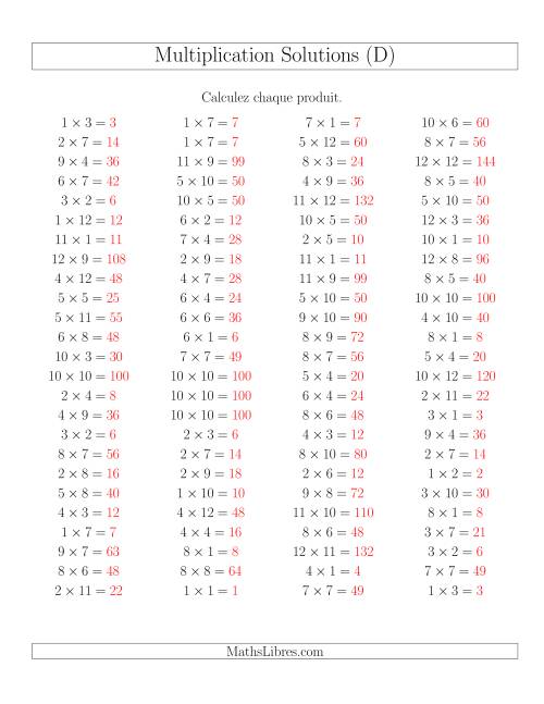 Règles de Multiplication -- Règles jusqu'à 144 (D) page 2