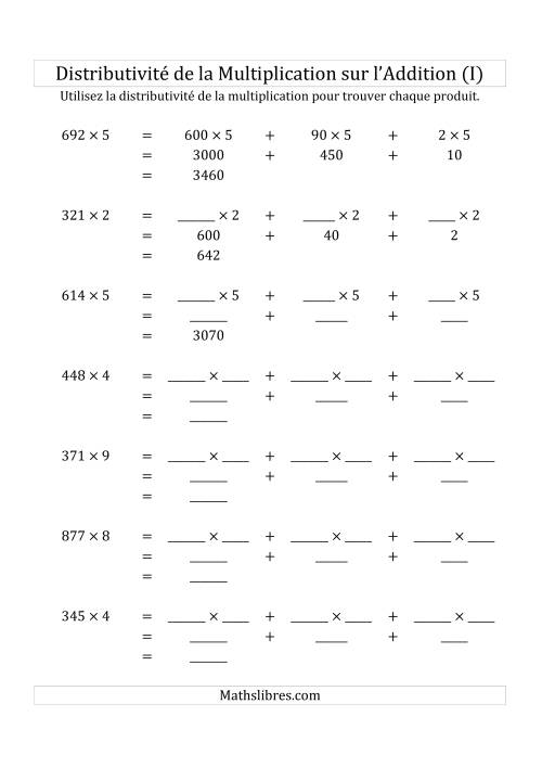 Multiplication de Nombres à 3 Chiffres par des Nombres à 1 Chiffre (I)