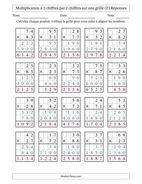 Multiplication à 2 chiffres par 2 chiffres avec le support d'une grille (F) page 2