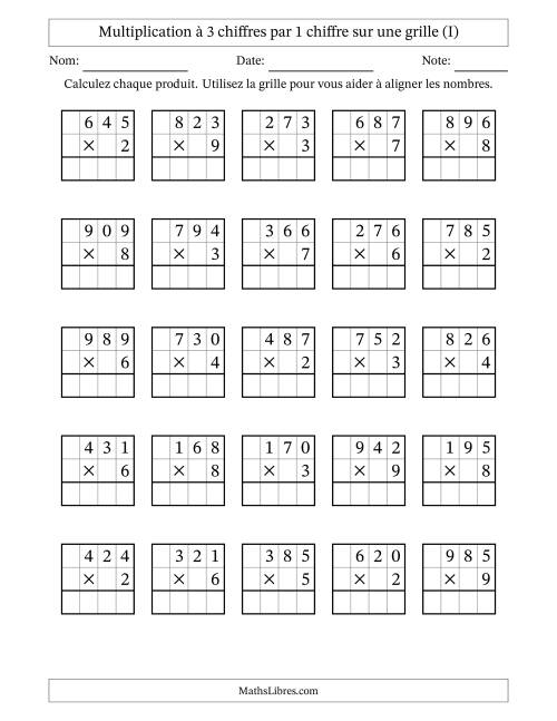 Multiplication à 3 chiffres par 1 chiffre avec le support d'une grille (I)