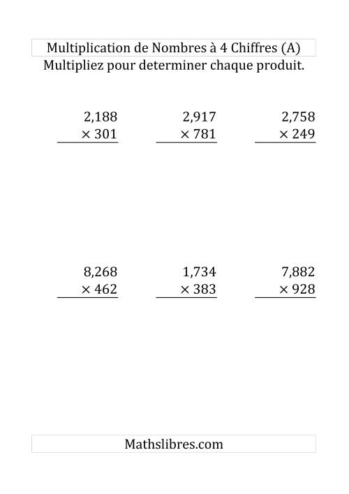 Multiplication de Nombres à 4 Chiffres par des Nombres à 3 Chiffres (Grand Format) (Grand Format)