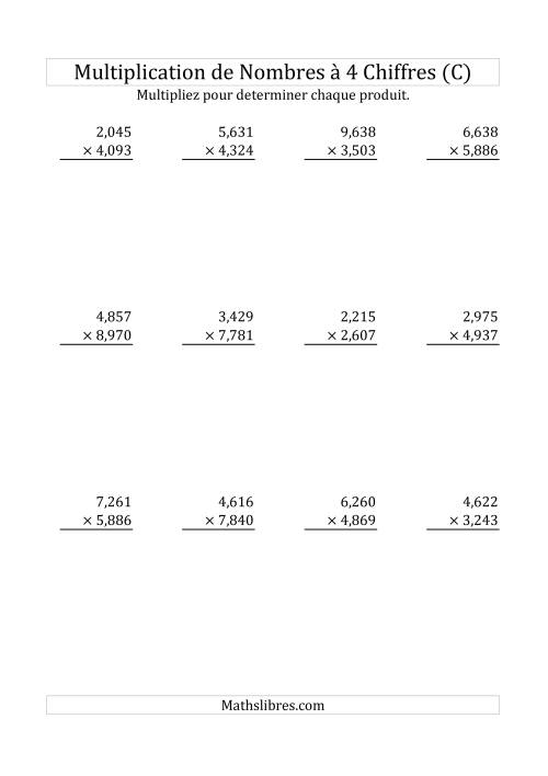Multiplication de Nombres à 4 Chiffres par des Nombres à 4 Chiffres (C)