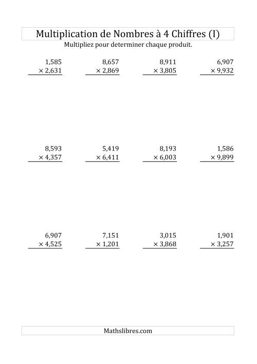 Multiplication de Nombres à 4 Chiffres par des Nombres à 4 Chiffres (I)
