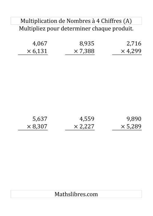 Multiplication de Nombres à 4 Chiffres par des Nombres à 4 Chiffres (Grand Format) (Grand Format)