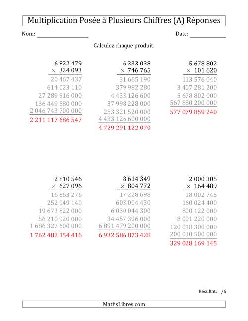 Multiplication d'un Nombre à 7 Chiffres par un Nombre à 6 Chiffres avec une Espace comme Séparateur de Milliers (A) page 2