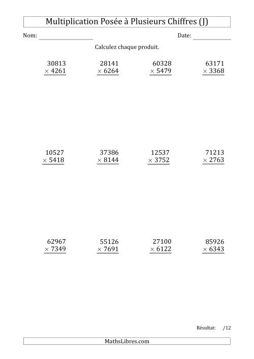 Multiplication d'un Nombre à 5 Chiffres par un Nombre à 4 Chiffres (J)