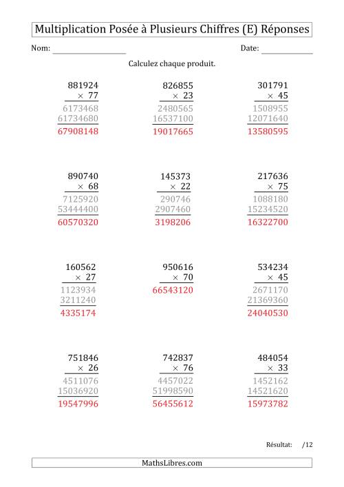 Multiplication d'un Nombre à 6 Chiffres par un Nombre à 2 Chiffres (E) page 2