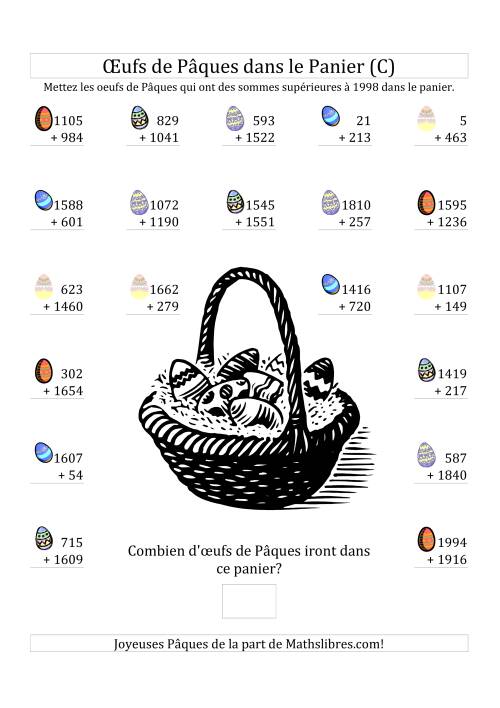 Addition d'Œufs de Pâques (Nombres Variant Jusqu'à 1998) (C)