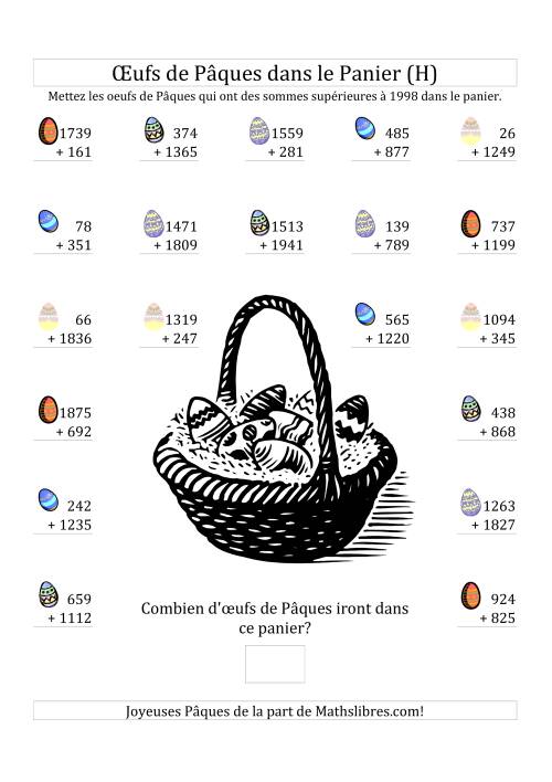 Addition d'Œufs de Pâques (Nombres Variant Jusqu'à 1998) (H)