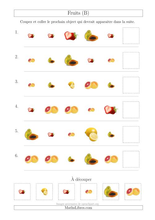 Patrons des Fruits avec Deux Particularités (Forme et Taille) (B)