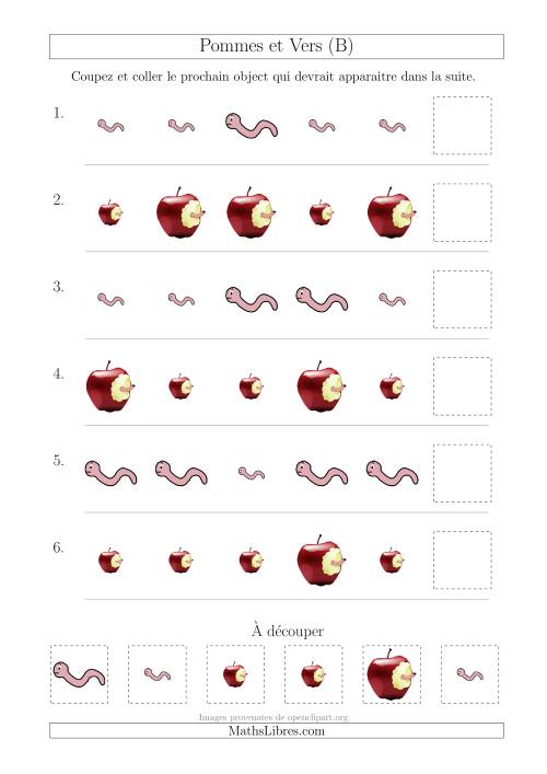 Patrons des Pommes et Vers avec Une Seule Particularité (Taille) (B)