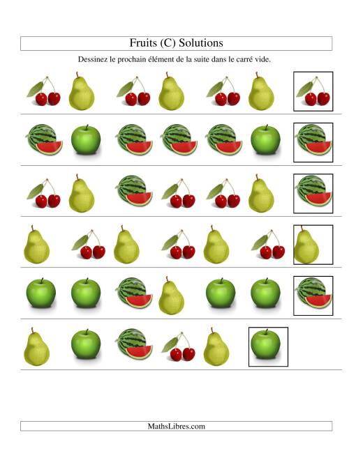 Suites d'images -- Fruits -- Un attribut (C) page 2