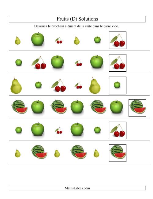 Suites d'images -- Fruits -- Deux attributs (D) page 2