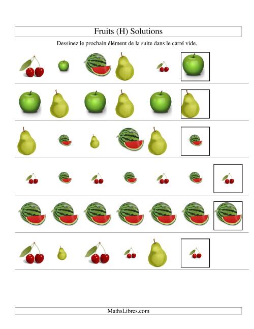 Suites d'images -- Fruits -- Deux attributs (H) page 2