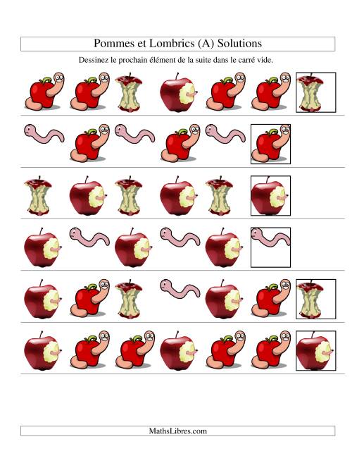 Suites d'images -- Pommes et lombrics -- Un attribut (A) page 2