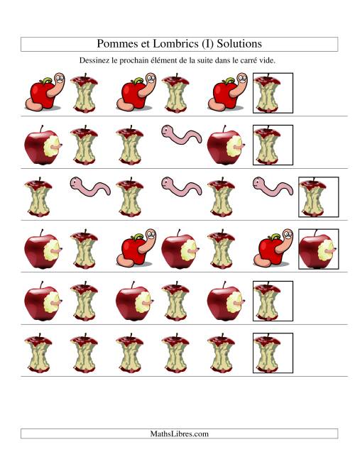 Suites d'images -- Pommes et lombrics -- Un attribut (I) page 2