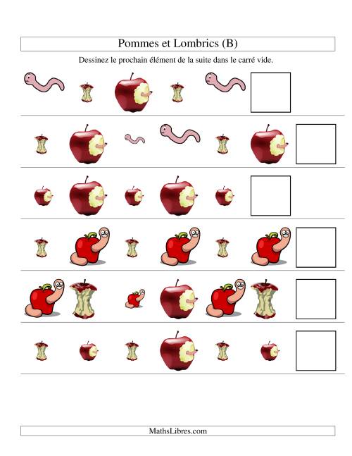 Suites d'images -- Pommes et lombrics -- Deux attributs (B)