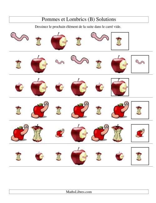 Suites d'images -- Pommes et lombrics -- Deux attributs (B) page 2