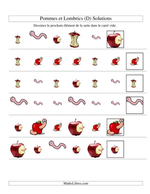 Suites d'images -- Pommes et lombrics -- Deux attributs (D) page 2