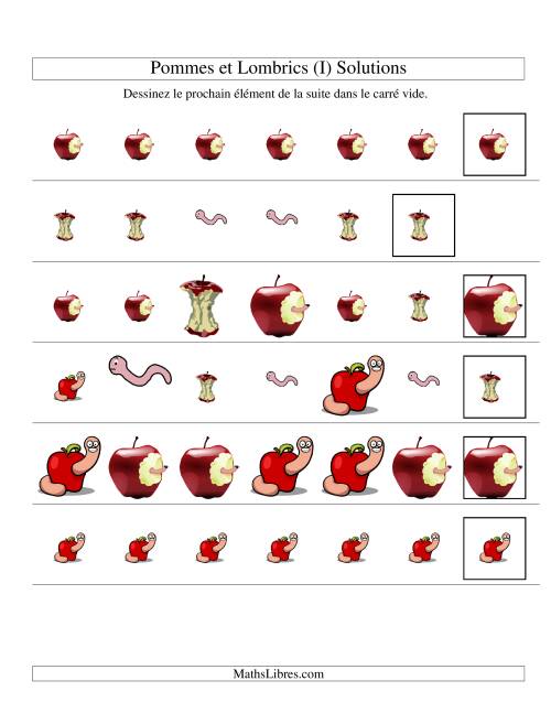 Suites d'images -- Pommes et lombrics -- Deux attributs (I) page 2
